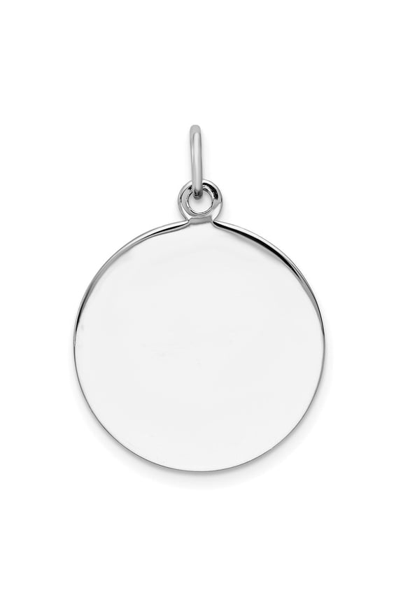 925 Sterling Silver Rh-plt Engravable Round Front/Satin Back Disc Charm (L-26mm, W-19mm)