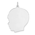 thumbnail image 1 of Auriga 925 Sterling Silver Rhod-plate Front/Satin Back Disc Charm for Women (L-33.75 mm, W-25.3 mm), 1 of 5