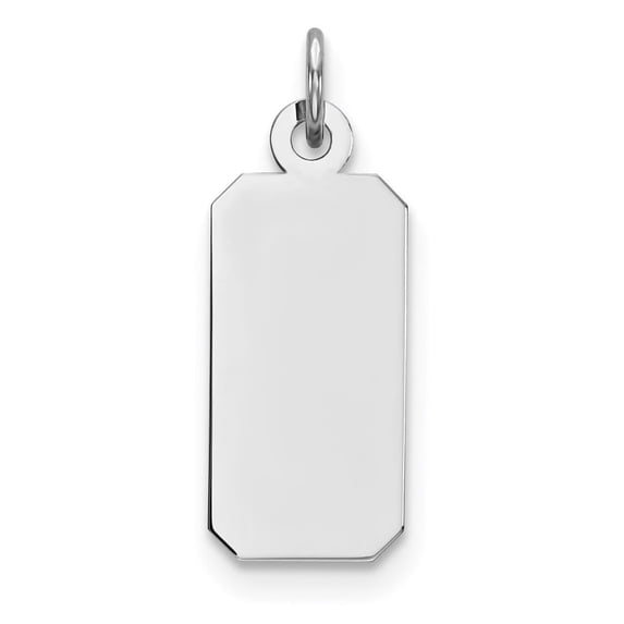 Auriga Fine Jewelry 925 Sterling Silver Rhod-plate Eng. Rect. Front/Satin Back Disc Charm for Women (L-26mm, W-9mm)