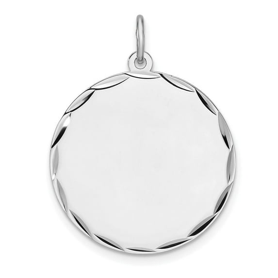 Auriga Fine Jewelry 925 Sterling Silver Rhod-plated Round Polish Front/Satin Back Disc Charm for Women (L-28.25 mm, W-22 mm)