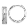 thumbnail image 1 of Auriga 925 Sterling Silver Rhod-plated Hammered Center CZ Hoop Earrings for Women (L-19mm, W-19mm), 1 of 3