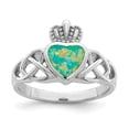 thumbnail image 1 of Auriga Fine Jewelry 925 Sterling Silver Rhod-plated Lab Created Opal Celtic Knot Crown Ring for Women Size- 6, 1 of 6