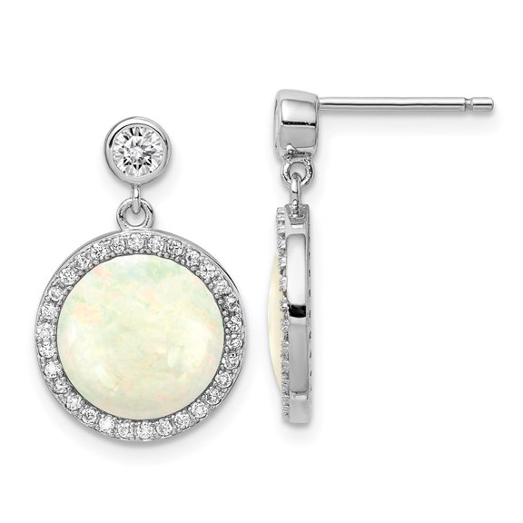 Auriga Fine Jewelry 925 Sterling Silver Lab Created Opal and CZ Dangle Earrings for Women