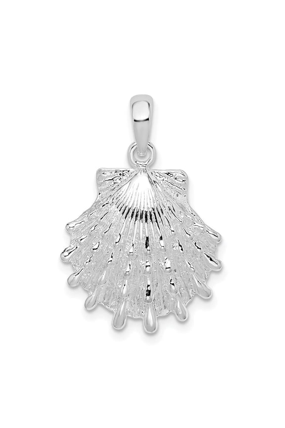Fine Jewelry 925 Sterling Silver Rhod-plated Large Lions Paw Shell Pendant for Women (L-26.07mm)