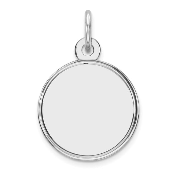Auriga 925 Sterling Silver Rhod-plated Polish Front/Satin Back Disc Charm (L-20mm, W-13mm)