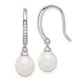 thumbnail image 1 of Auriga Fine Jewelry 925 Sterling Silver Rhod-plated White 7-8mm FWC Pearl and CZ Dangle Earrings for Women, 1 of 4