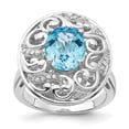 thumbnail image 1 of Auriga Fine Jewelry 925 Sterling Silver Rhodium Blue Topaz and Diamond Ring for Women Size- 8, 1 of 6