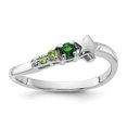thumbnail image 1 of Auriga Fine Jewelry 925 Sterling Silver Rhodium Chrome Diopside and Peridot and CZ Star Curved Ring for Women Size 6, 1 of 6