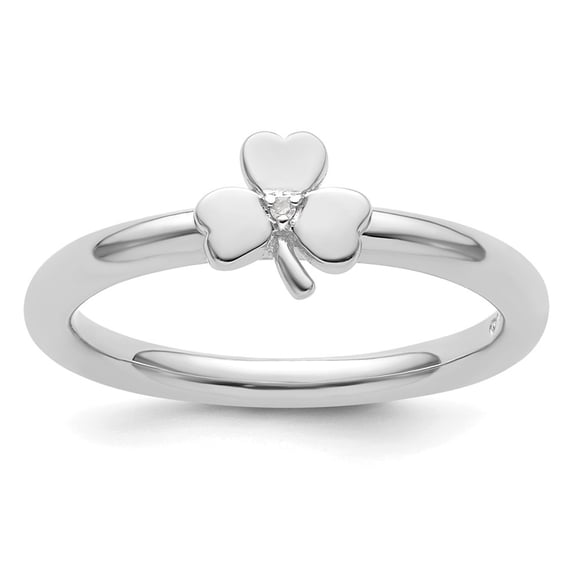 Auriga Fine Jewelry 925 Sterling Silver Rhodium Diamond Clover Ring for Women Size 10