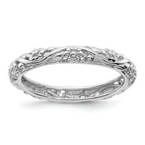 Auriga Fine Jewelry 925 Sterling Silver Rhodium Floral Ring for Women Size 10