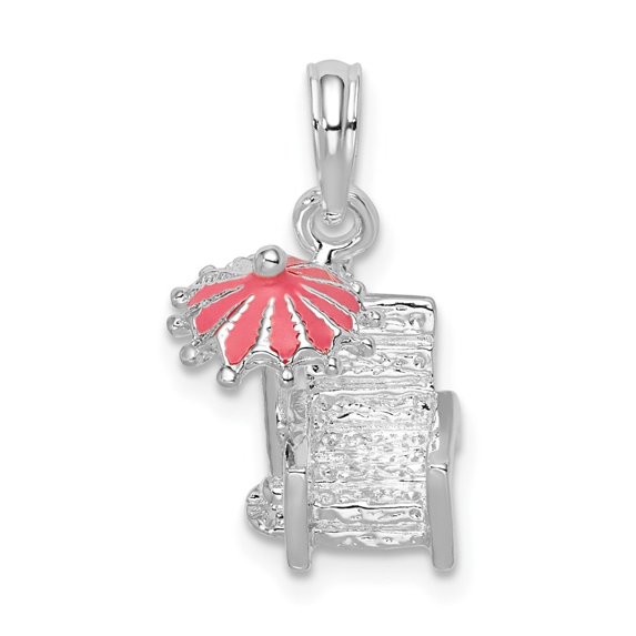 Auriga 925 Sterling Silver Rhodium-Plated 3D Enameled Beach Chair Pendant for Women (Length - 19.67 mm)