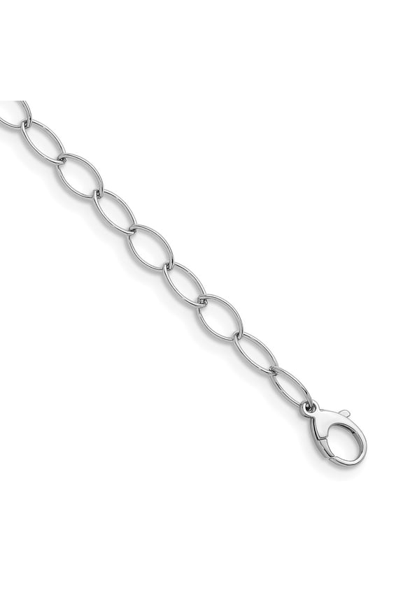 925 Sterling Silver Rhodium-Plated 7.5 mm Oval Link Chain Necklace for Mens 24"