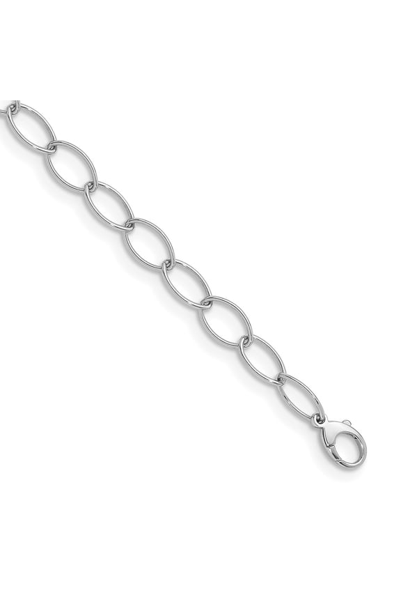 925 Sterling Silver Rhodium-Plated 9.2 mm Oval Link Chain Necklace for Mens 24"