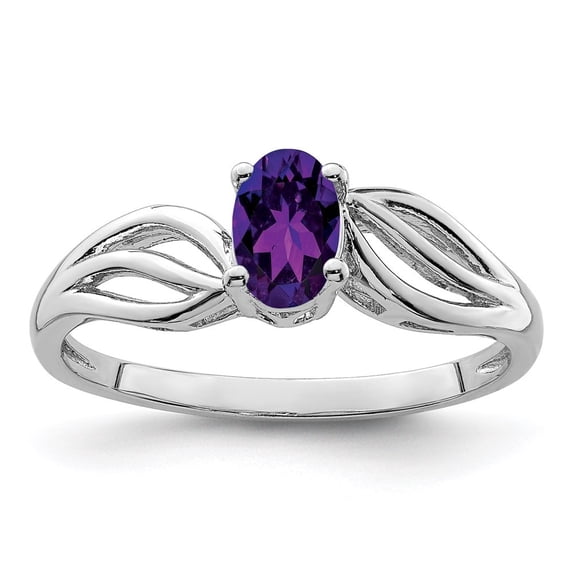 Auriga Fine Jewelry 925 Sterling Silver Rhodium Plated Amethyst Engagement Ring Size 7 for Women