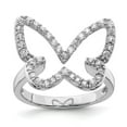 thumbnail image 1 of Auriga 925 Sterling Silver Rhodium Plated Cubic Zirconia Butterfly Ring Size 8 for Women, 1 of 5