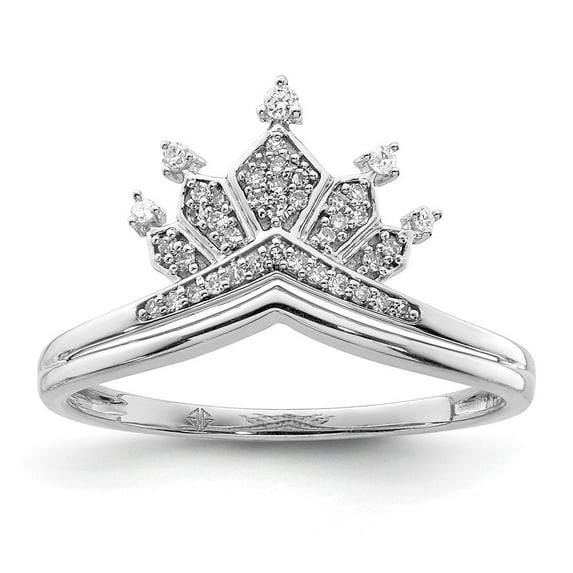 Auriga 925 Sterling Silver Rhodium Plated Diamond Crown Ring Size 8 for Women