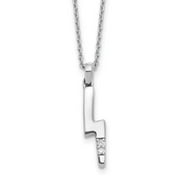 Auriga 925 Sterling Silver Rhodium-Plated Diamond Lightning Bolt Necklace for Women 20"