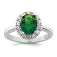 thumbnail image 1 of Auriga 925 Sterling Silver Rhodium Plated Green and Clear Cubic Zirconia Ring Size 6 for Women, 1 of 5