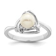 thumbnail image 1 of Auriga Fine Jewelry 925 Sterling Silver Rhodium Plated Pearl and Cubic Zirconia Triangle Ring Size 8 for Women, 1 of 5