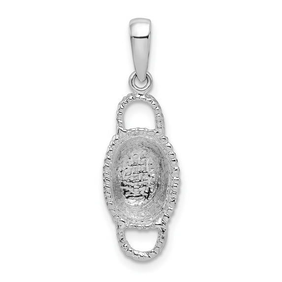 Auriga 925 Sterling Silver Rhodium-Plated Polished 3D Double Handle Basket Pendant (L-27.57 mm)