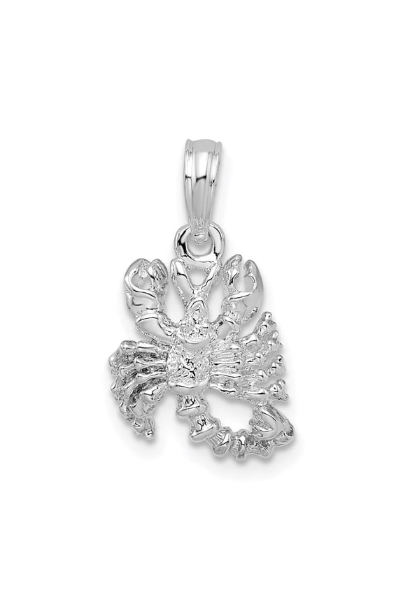 Fine Jewelry 925 Sterling Silver Rhodium-Plated Polished 3D Scorpio Zodiac Pendant for Women