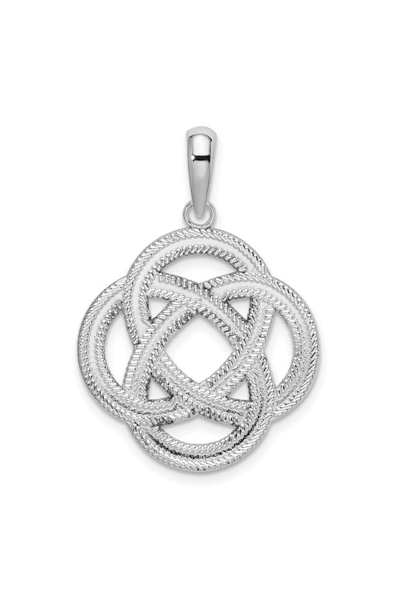 925 Sterling Silver Rhodium-Plated Polished Celtic Circle Eternity Knot Pendant for Women