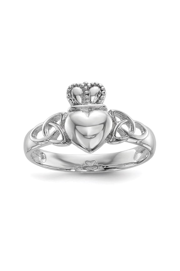 Fine Jewelry 925 Sterling Silver Rh-Plated Polished Claddagh Ring Size 7 for Women