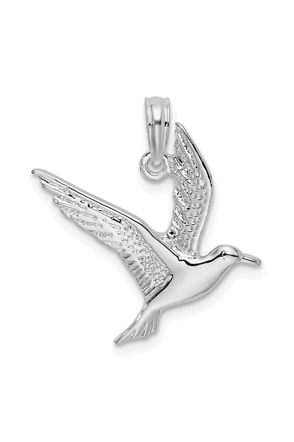 Fine Jewelry 925 Sterling Silver Rhodium-Plated Polished Flying Seagull Pendant for Women