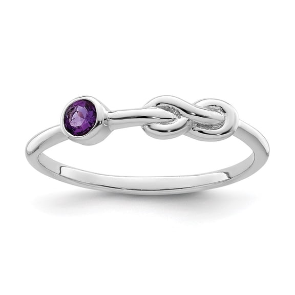 Auriga Fine Jewelry 925 Sterling Silver Rhodium Plated Polished Infinity Amethyst Ring Size 7 for Women