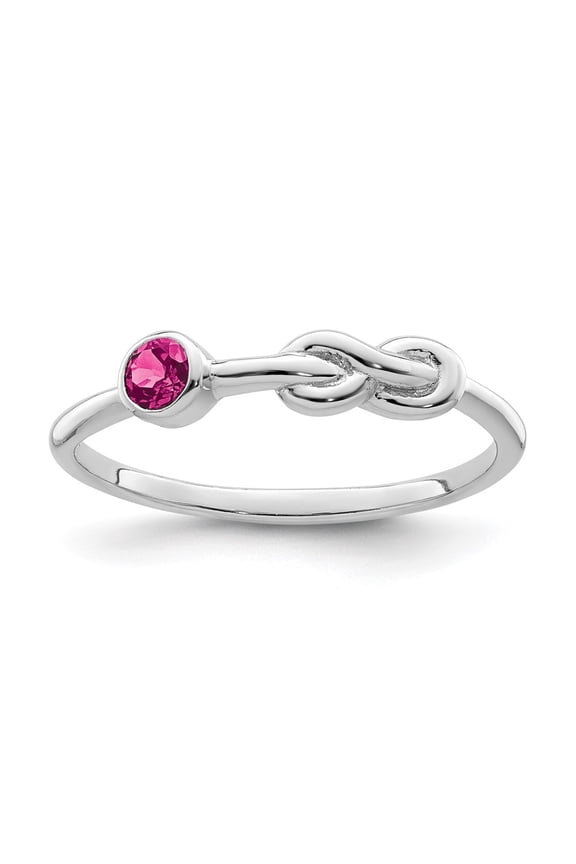 925 Sterling Silver Rhodium Plated Polished Infinity Pink Tourmaline Ring Size 6 for Women