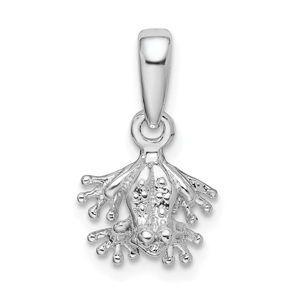 Auriga 925 Sterling Silver Rhodium-Plated Polished Mini Frog Pendant for Women (L-17.5mm, W-10mm)