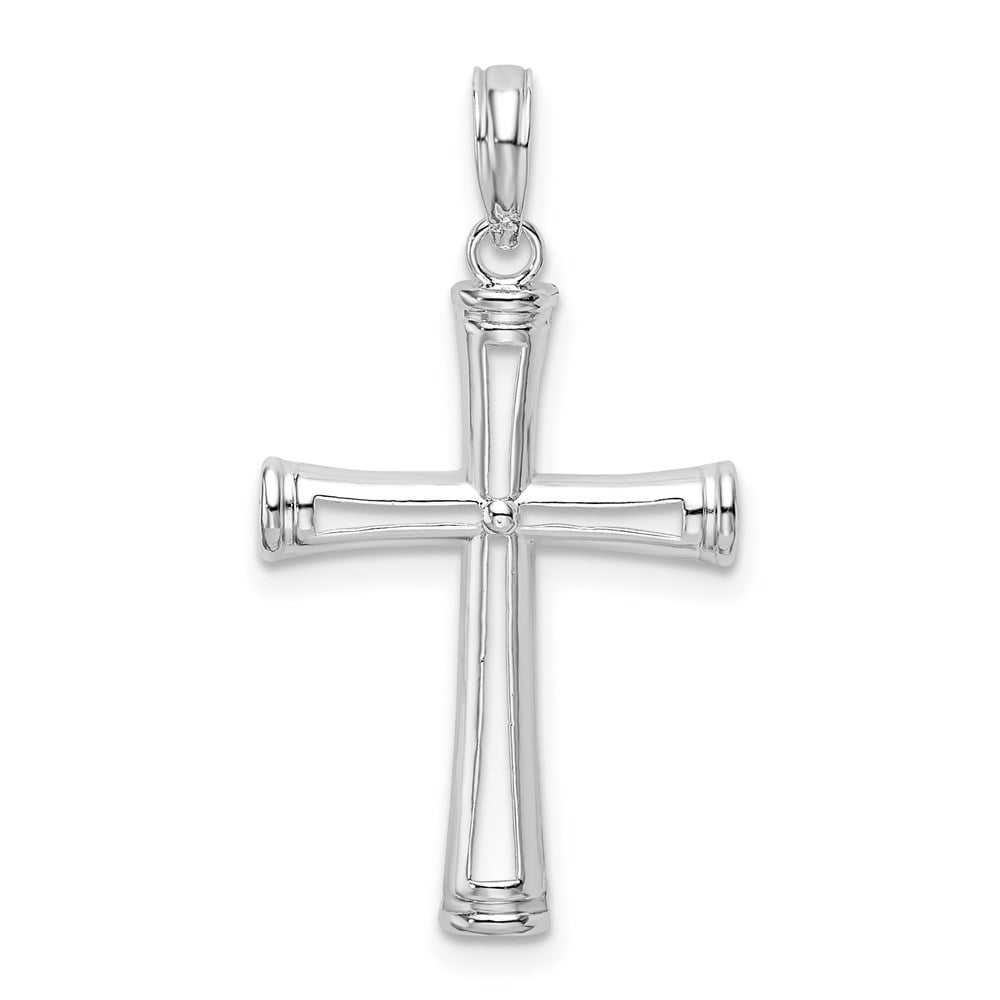 Auriga 925 Sterling Silver Rhodium-Plated Polished Tapered Center Cross ...