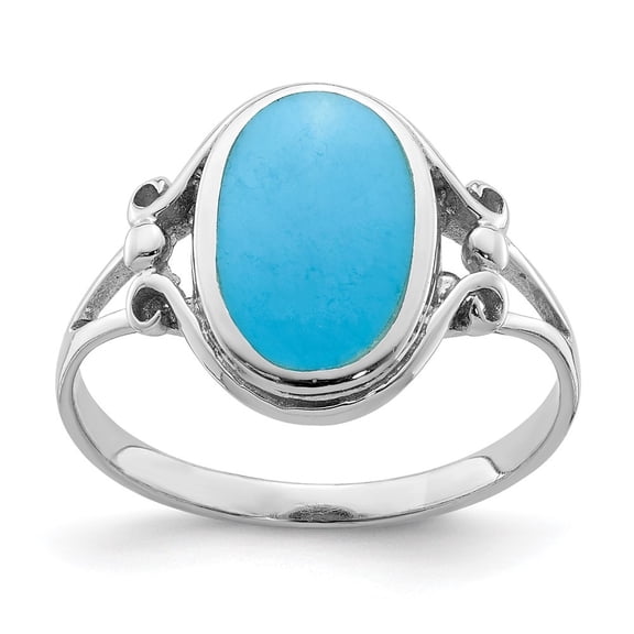 Auriga 925 Sterling Silver Rhodium Plated Polished Turquoise Ring Size 7 for Women