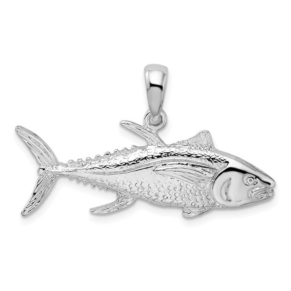 Auriga Fine Jewelry 925 Sterling Silver Polished Yellow fin Tuna Fish Pendant for Women (L -20 mm, W-34.5 mm)