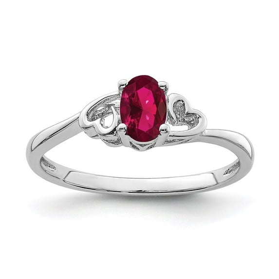 Auriga Fine Jewelry 925 Sterling Silver Rh-Plated Ruby Engagement Ring Size 8 for Women