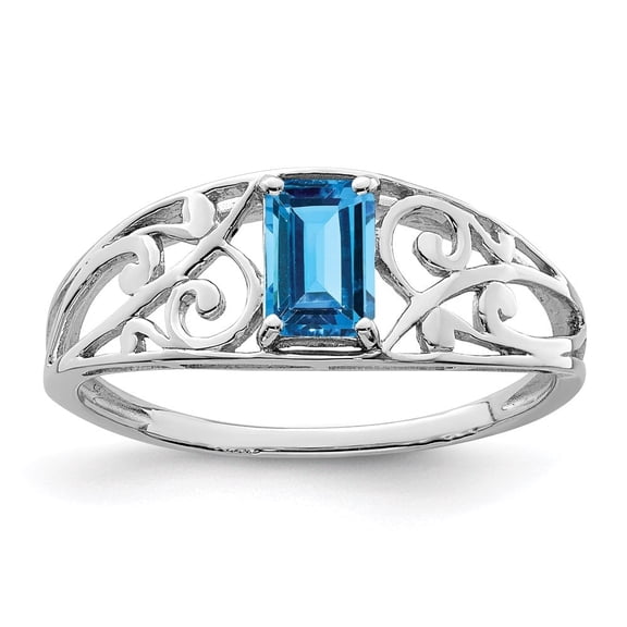 Auriga Fine Jewelry 925 Sterling Silver Rhodium Plated Sky Blue Topaz Ring for Women Size 6
