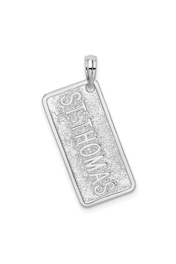 Fine Jewelry 925 Sterling Silver Rhodium-Plated St. Thomas License Plate Pendant for Women (L - 28.54 mm)