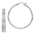 thumbnail image 1 of Auriga Fine Jewelry 925 Sterling Silver Rhodium Plated Textured Fancy Hoop Earrings for Women, 1 of 7