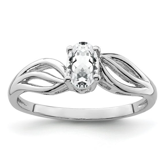 Auriga Fine Jewelry 925 Sterling Silver Rhodium Plated White Topaz Engagement Ring Size 7 for Women