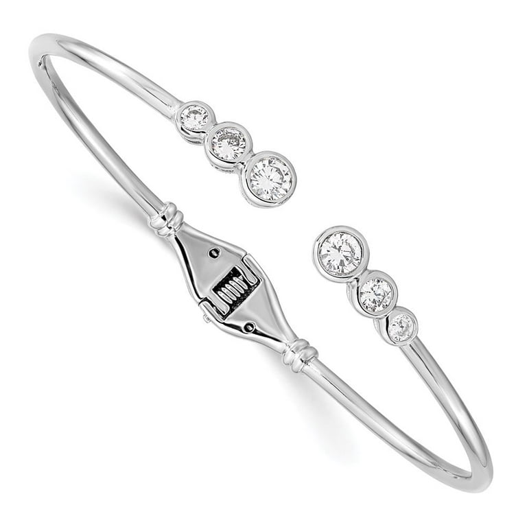 Cubic Zirconia CZ Bezel Set 6-stone Bracelet Rhodium over Sterling Silver Cubic Zirconia CZ Bezel Set 6-stone Bracelet Rhodium over Sterling Silver