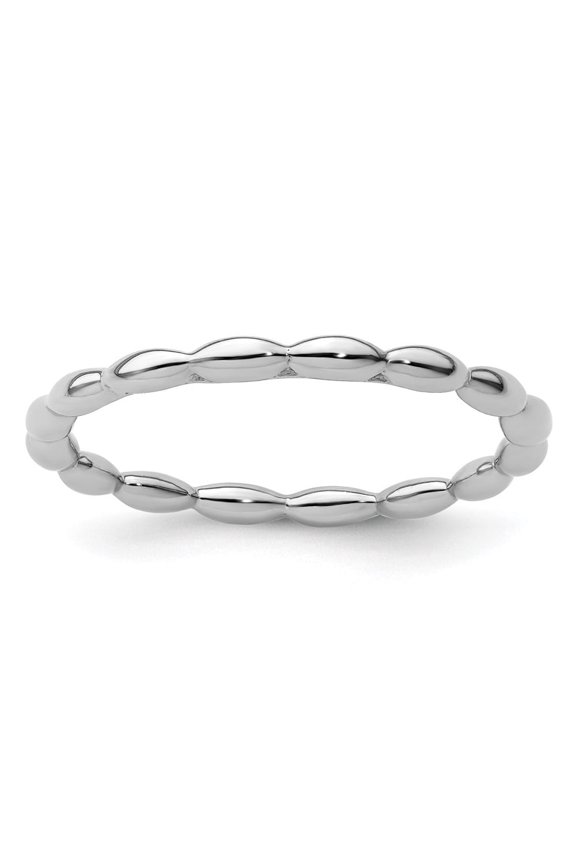 Fine Jewelry 925 Sterling Silver Rhodium Rice Bead Ring for Women Size 9