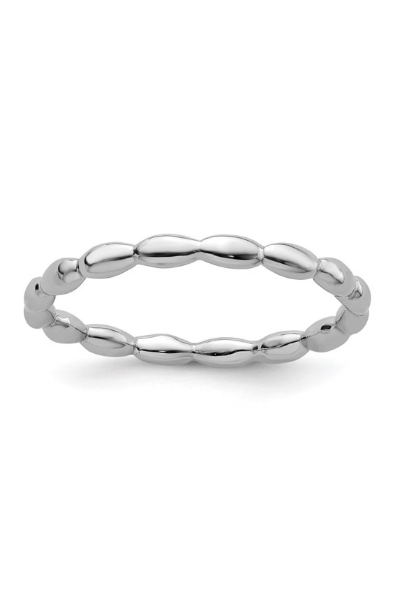 Fine Jewelry 925 Sterling Silver Rhodium Rice Ring for Women Size- 10