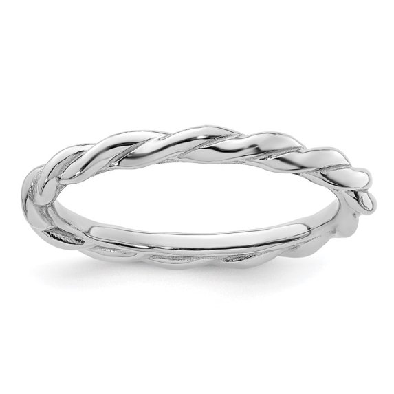 Auriga Fine Jewelry 925 Sterling Silver Rhodium Twist Ring for Women Size 6