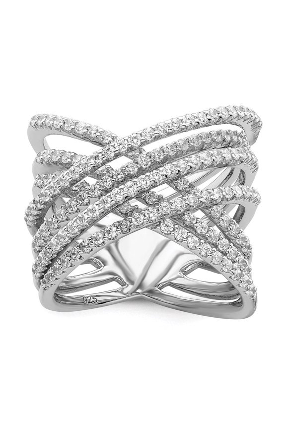 Fine Jewelry 925 Sterling Silver Rh-plated 159 Stone Micro Pave, CZ Ring for Women Size 7