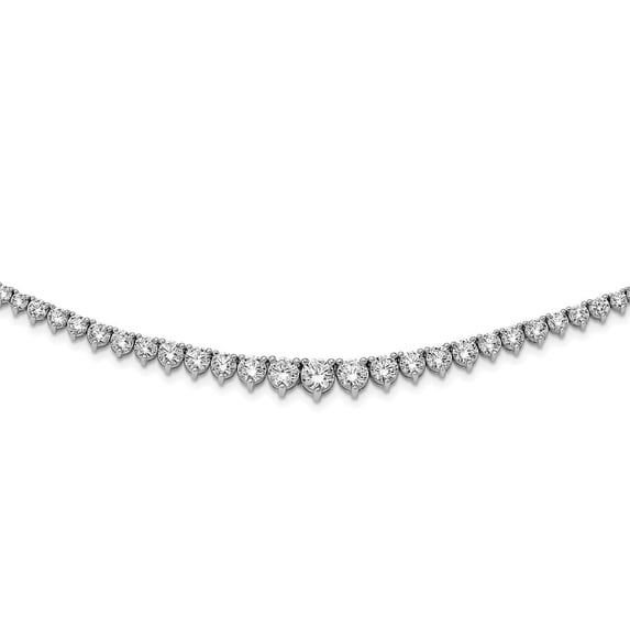 Auriga Fine Jewelry 925 Sterling Silver Rhodium-plated 17 inch 132 Stone Graduated CZ Necklace for Women 17"