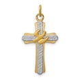 thumbnail image 1 of Auriga 925 Sterling Silver Rhodium-plated & 18k Gold-plated Dove (Satin) Cross Charm (L-26 mm, W-15 mm), 1 of 6