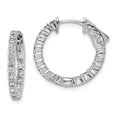 thumbnail image 1 of Auriga Fine Jewelry 925 Sterling Silver Rhodium-plated 32 Stone 2.0mm CZ In/Out Hinged Hoop Earrings for Women, 1 of 6