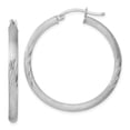 thumbnail image 1 of Auriga Fine Jewelry 925 Sterling Silver Rhodium-plated 3mm Polished/Satin Diamond-cut Hoop Earrings for Women, 1 of 6
