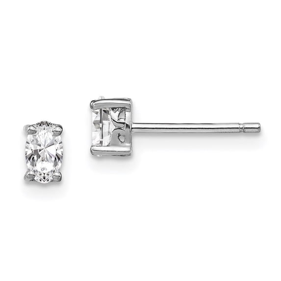 Auriga Fine Jewelry 925 Sterling Silver 5x3mm Oval White Topaz Stud Earrings for Women