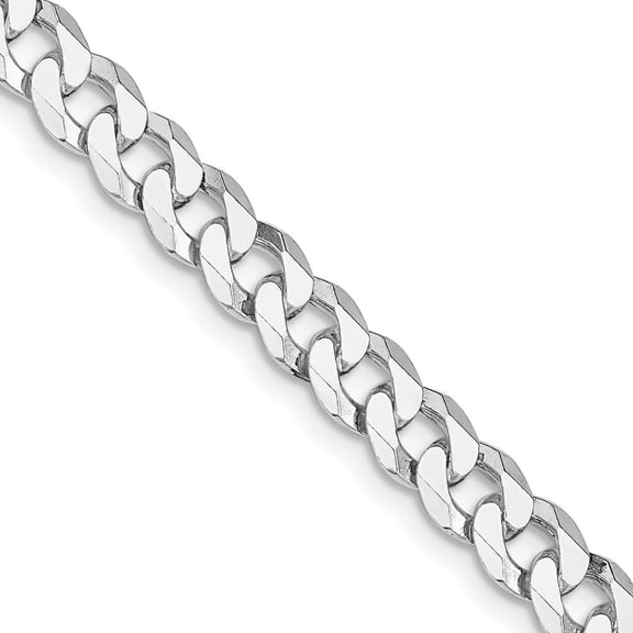 Auriga Fine Jewelry 925 Sterling Silver Rhodium-plated 6 mm Beveled Curb Chain Necklace for Women 20"